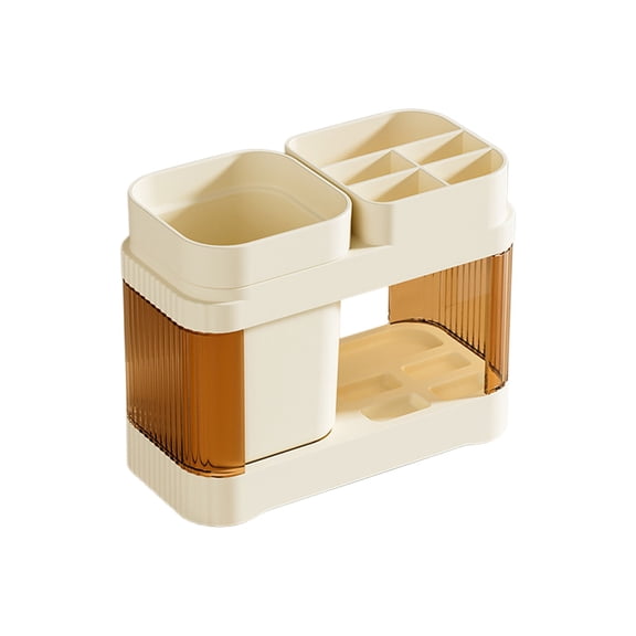 KMMYS Plastic Storage Cabinet Toothbrush Holder Bathroom Organizer Plastic Bathroom Storage Rack Multi-compartment Tooth Cup Storage Drying Design Compact Size for Bathroom & Travel Use