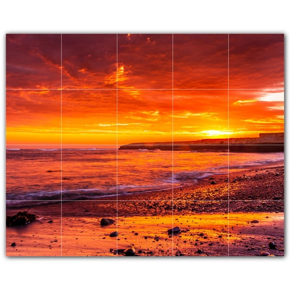 Picture-Tiles.com: Sunset Ceramic Tile Wall Mural WAL500979-54L. 40"W x 32"H using (20) 8" x 8" Ceramic Tiles-Satin Finish