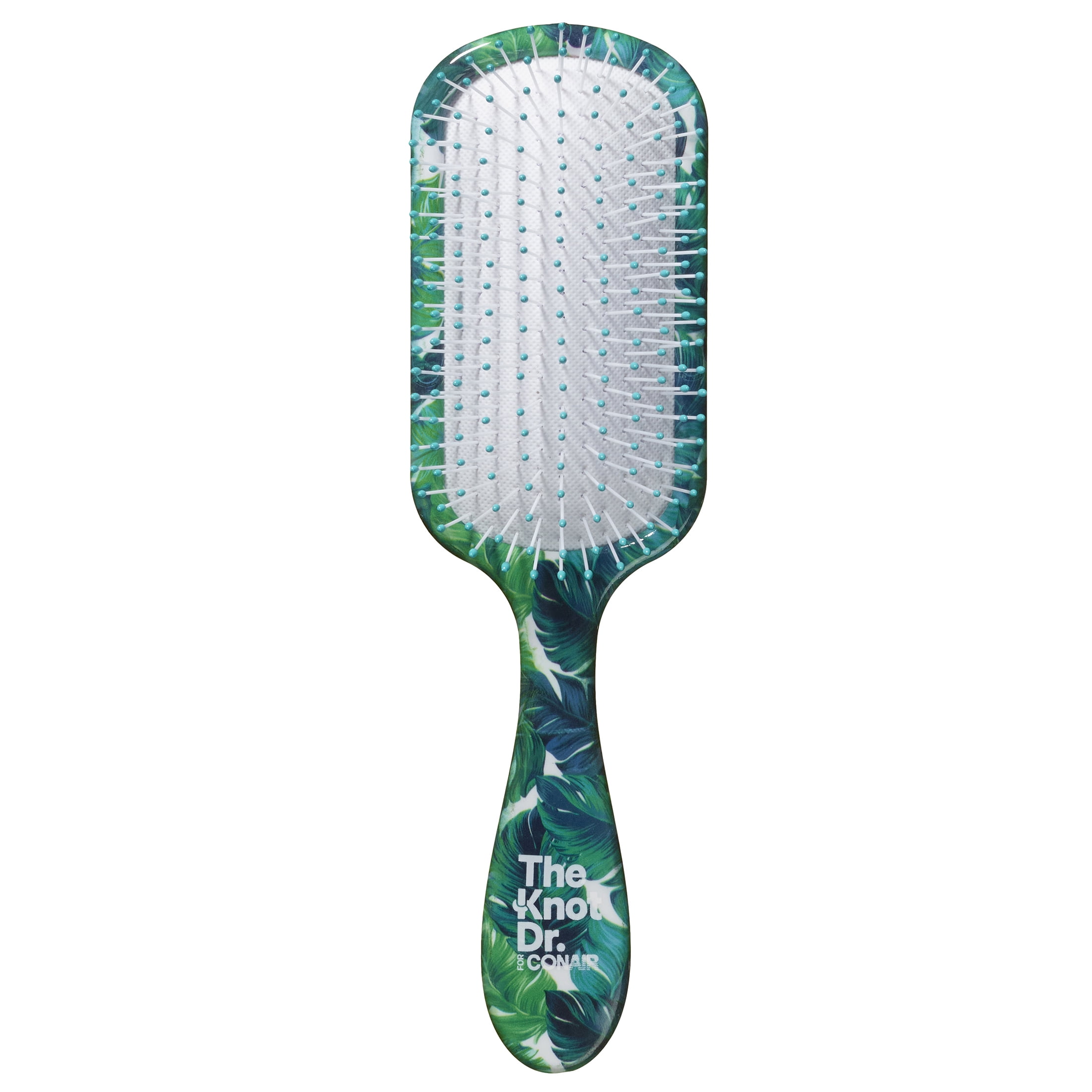 The Knot Dr. for Conair Pro Brite Wet and Dry Detangling Hairbrush, Green Leaf Print