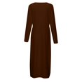 thumbnail image 4 of Dpytoraw Women's Casual Versatile Solid Color Loose Round Neck Long Sleeve Dress Women’s Ruffled Tiered Midi Dress, 4 of 5