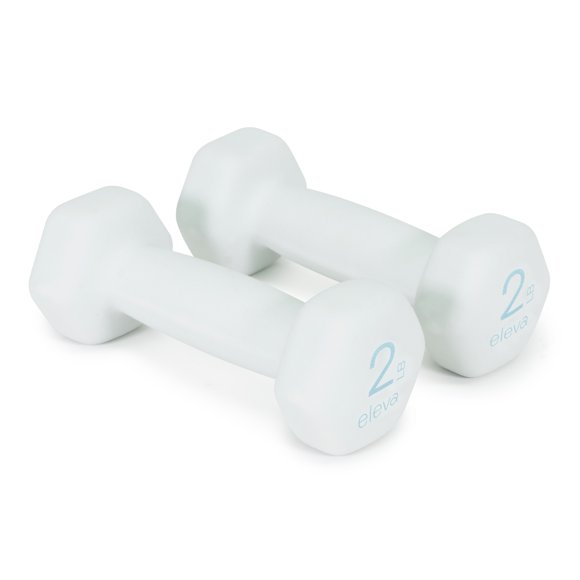 Set De Mancuernas ELEVA  ELEVA-KOS2 Hexagonales Con Forro De Neopreno De 2 Lb Color Gris Claro