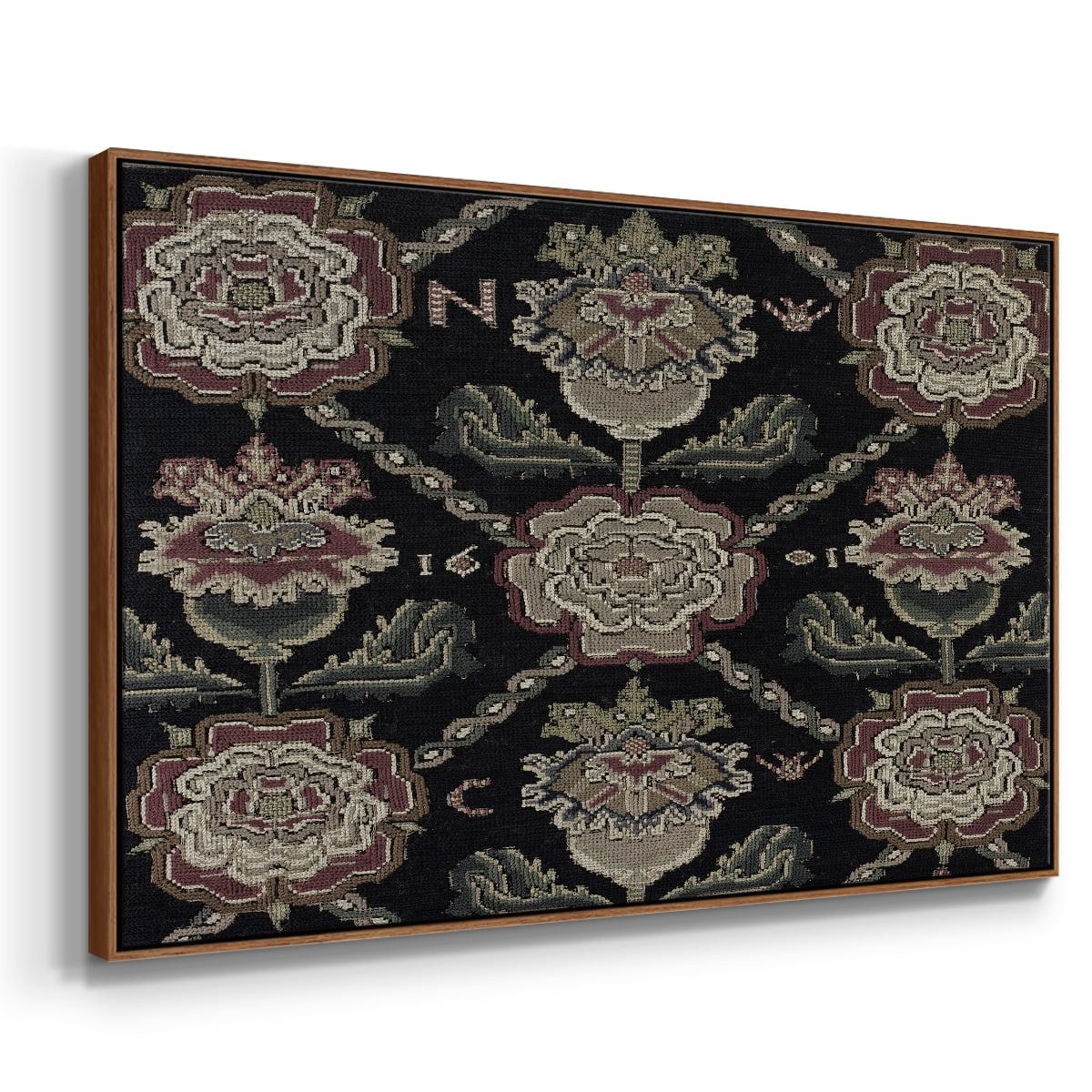 Vintage Abstract Print-XXXI Framed in Walnut Wood Gallery Wrapped Canvas 27 in. x 41 in.