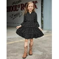 thumbnail image 3 of Oudiya Girls Swiss Dot Long Sleeve Dress V Neck Ruffle Tiered Casual Party Dress, 5-13Y, 3 of 7