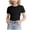 Black, variant on UACY Girls Short Sleeve Shirts Kids Ribbed Knit Side Ruched Tops Crew Neck Slim Fit Tees Summer Basic Cute