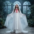 thumbnail image 7 of White Tulle Cape, Women Tulle Hooded Cape Adult Full Length Sheer Cape Vampire Elf Robe Veil Clothing Cloak, 7 of 7