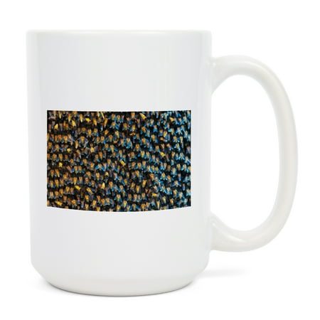 

15 fl oz Ceramic Mug Close Up of Many Bees on a Honeycomb Photography Dishwasher & Microwave Safe