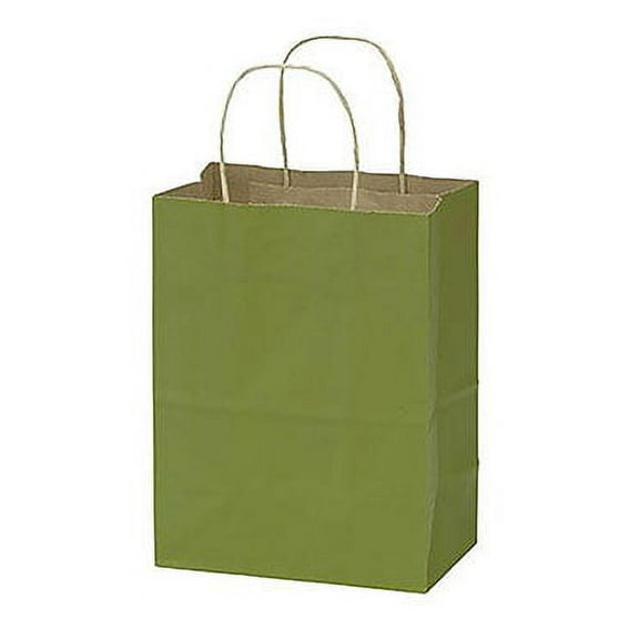 SSWBasics Medium Rain Forest Green Paper Shopping Bags - 8 ¼”L x 4 ¾”D x 10 ½”H -