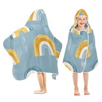 Yayeee Kids Hooded Towels Toddler Soft Absorbent Beach Bathing Wrap 50" x 23.5", Light Blue Rainbow