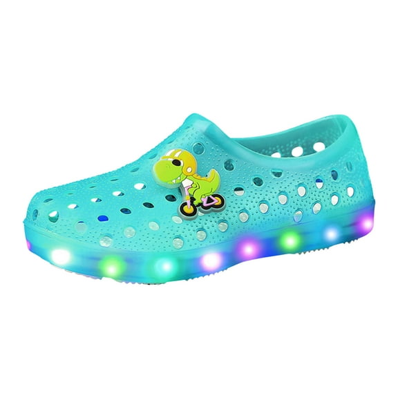 Gubotare Toddler Light Up Sandals - Boy's & Girl's Garden & Beach Clogs - Indoor & Outdoor Slipper Size 9 (Green,Toddler 9)