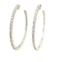 14k White Gold Lab Grown Round Diamonds Large Size Hoop Earrings