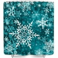 thumbnail image 4 of Christmas Snowflake Shower Curtain Set for Bathroom, Winter Teal Decorative Curtains, 36X72IN, 4 of 6