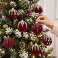 thumbnail image 2 of 12 Pcs Velvet Christmas Balls Ornaments Set Shatterproof Flocked Christmas Tree Ornament with Gold Glitter, Vintage Flocked Finish, Christmas Decorations for Tree Wreath Garland Mantle Stairs Decor, 2 of 6