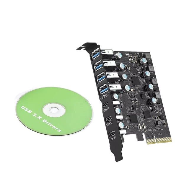 PCIe to USB 3.2 Gen 2 Expansion Card 20 Gbps Bandwidth 7 Ports 4 USB-A 3 USB-C TAPDRA Spare Part