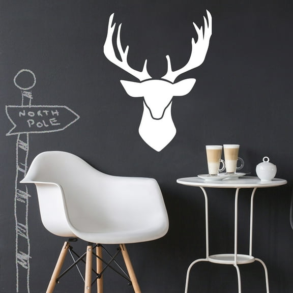 Chic Holiday Deer Outline Vinyl Wall Art Decal - 30" x 22.5" Decoration Vinyl Sticker - White