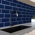 thumbnail image 2 of Walplus 12" x 6" 12 sheets Peel and Stick Tile Backsplash for Kitchen Bathroom Decor Kitchen Decor Deep Blue Glossy, 2 of 7