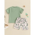 thumbnail image 3 of Suealasg Toddler Boys Clothes 6M 1T 2T 3T Short Sleeve Letter Print T-Shirt Tops and Fish Print Shorts Sets 2Pcs Baby Summer Outfits, 3 of 6