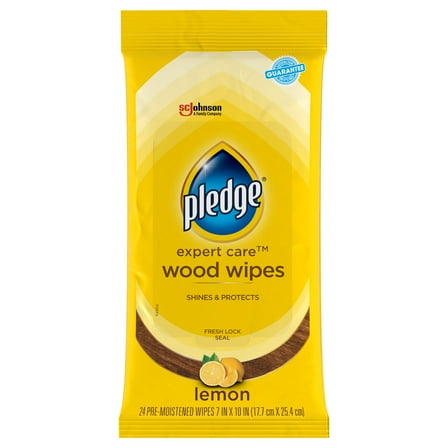 Pledge Beautify It Lemon Enhancing Wipes - Conveniently Dust, Clean and Shine Wood, Stainless Steel and More, 24Count