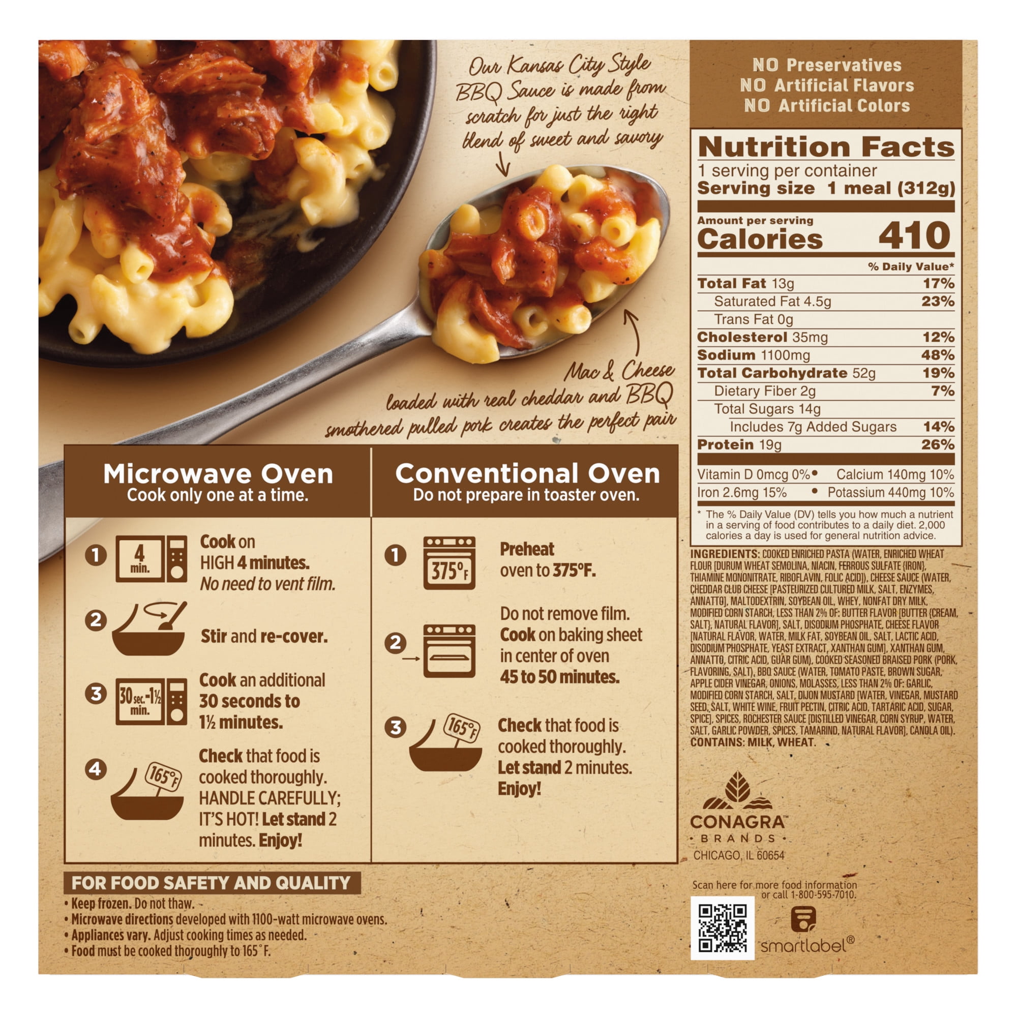 Marie Callender's Kansas City Style Pulled Pork Mac & Cheese, Frozen Meal, 11 oz. Bowl