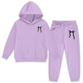 thumbnail image 4 of WOYY Toddler Girls Bow Outfits Hoodie Sweatshirt Jogger Pants Set, Sizes 4-5T, 4 of 5