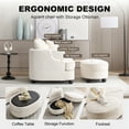 thumbnail image 6 of LITVZ Oversized Accent Chair with Ottoman, Beige Chenille Modern Armchair and Storage Ottoman Set for Bedroom Living Room Dorm, 6 of 10
