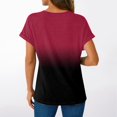 thumbnail image 4 of WTOBBY Women's Ombre Dye Raglan Sleeve Casual Pullover Top, V-Neck Short Sleeve Blouse with Geometric Print for Outdoor Activities,Wine L, 4 of 5