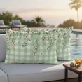 thumbnail image 3 of Lumbar Pillow Covers 20x12 Inch Set of 2, Watercolor Floral Waterproof Outdoor Pillow Covers, Spring Flowers Leaves Botanical Green Plaid Decorative Cushion Pillowcases for Couch, Sofa, Bed, Patio, 3 of 9