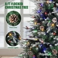 thumbnail image 5 of GarveeHome 7.5ft Frosted Flocked Pencil Christmas Tree with Pine Cones, Warm White Lights 8 Modes, Automatic Hinged Branches, Metal Stand, PE & PVC, 5 of 8