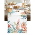 thumbnail image 5 of Watercolor Ocean Coral Starfish Table Runner 13x36in Non-Slip Cotton Linen Table Runners, Underwater Marine Life Seaweed Dresser Scarves TableRunner for Dinner Kitchen Dining Wedding Party, 5 of 9