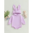thumbnail image 2 of Cenuakty Infant Baby Easter Jumpsuit, Solid Color Rabbit Ear Hood Long Sleeve Romper for Infant Boys Girls, 2 of 9