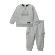 Reebok Baby Boy Crew Neck Pullover & Jogger Pant, 2 Piece Outfit, Sizes 0/3-24 Months