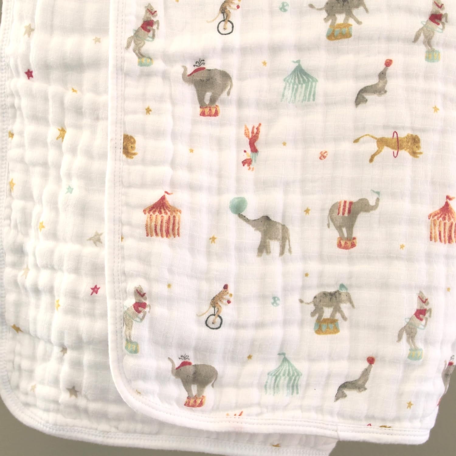 aden + anais essentials cotton muslin blanket, Multi-color, Elephant Circus, Infant, Unisex