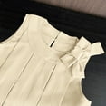 thumbnail image 5 of THDHVS Girls Summer Outfits,Casual Short Sets for Kids,Solid Color Bow Pleated Sleeveless Clothes Shorts Two-piece Set Summer Girl's Clothing Beige 6-7 Years, 5 of 6