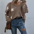thumbnail image 5 of AOOCHASLIY Clothes Sweaters Ladies Solid V- Neck Loose Knit Sweater Casual Fashion Tops, 5 of 5