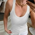 thumbnail image 4 of Women's Summer Casual Sleeveless Solid Tank Top U-Neck Ribbed T-shirt, 4 of 8