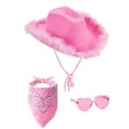 thumbnail image 5 of Hat With Bandana And Heart Glasses Cowboy Hat For Women Teen Girls Cow Girl Hat Costume Leisure BK2 - One Size, 5 of 7