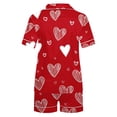 thumbnail image 4 of Lenago Womens Pajamas Women Printed Stand Up Collar Pocket Short Sleeved Top Shorts Home Wear Pajama Set Red Xl, 4 of 9