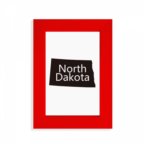 North Dakota America USA Carte Contour Image Afficher Art Cadre Photo Rouge