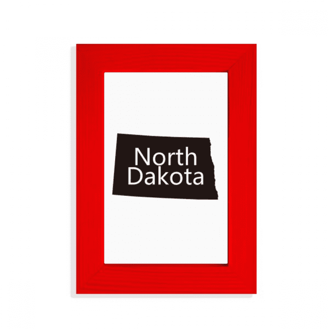 North Dakota America USA Map Outline Picture Display Art Red Photo Frame