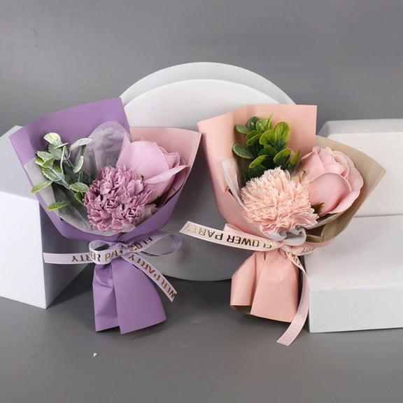 AYYUFE Faux Bouquet Not Wither High Color Fastness Realistic Appearance Fadeless No Watering Wonderful Gift Long Lasting Simulation Carnation Rose Soap Bouquet for Dating