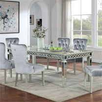 Furniture of America Eenro Fabric 5-Piece Dining Set in Silver and Dark Gray