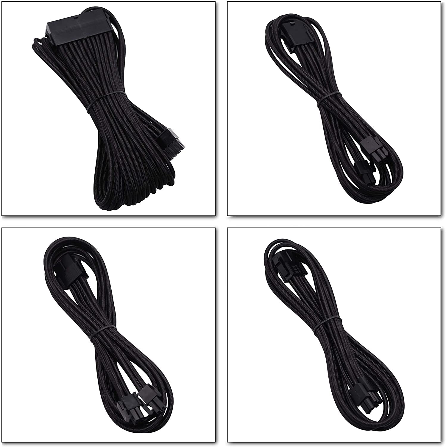 EZDIY-FAB Sleeved Cable - Kabelverlängerung für Stromversorgung mit Combs 24 PIN 8PIN 6PIN 4 4 PIN mit Combs- Weiß