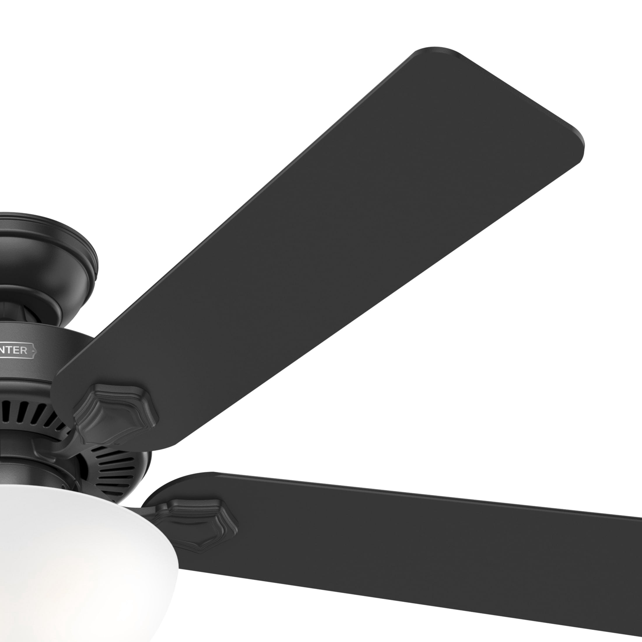 Hunter 52 inch Indoor Ceiling Fan with LED Light - Black Ceiling Fan with Pull Chain, For Bedroom, Living Room, or Kitchen, Standard Mount, No Remote, 5 Blades - Swanson 51738, Matte Black