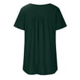 thumbnail image 3 of VANLOFE O-Neck T-Shirts Green Round-Neck Shirts Gift for Sister Women's Solid Color Crew Neck Button Pleated Tunic Casual Shirt Crew Neck Button T-Shirt, 3 of 7