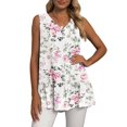 thumbnail image 3 of Playeras,Blusas y Tops,Ropa para Mujer Damas Camisetas Camiseta sin mangas de gasa con cuello en V sin mangas para mujer (Pink, XXL), 3 of 7