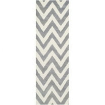 SAFAVIEH Cambridge Kaitlyn Zig Zag Stripes Wool Runner Rug, Silver/Ivory, 2'6" x 18'
