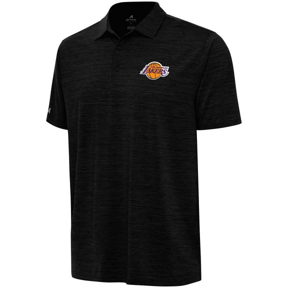 Men's Antigua Heather Black Los Angeles Lakers Layout Polo