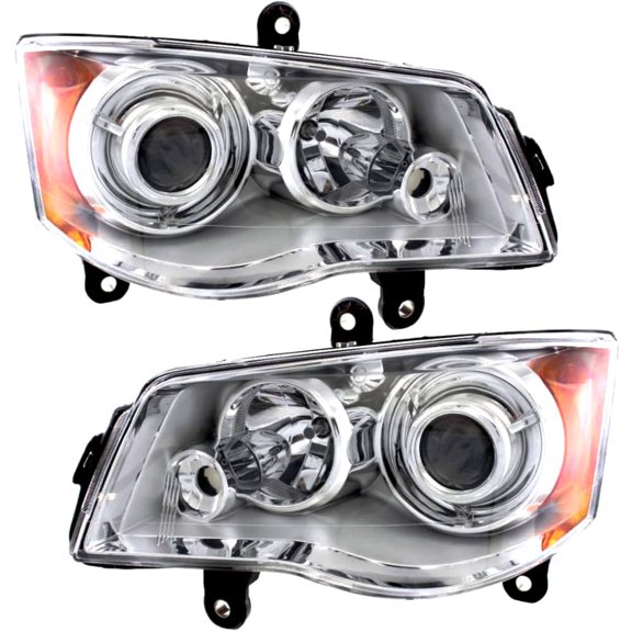 EPIC LIGHTING OE Style HID Headlights Chrome Assembly Replacement for CHRYSLER 08-16 TOWN & COUNTRY [ CH2518126 CH2519126 5113335AD 5113334AD ] Pair