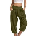 thumbnail image 2 of Diufon Capris Pants for Womens Elastic Waist Lounge Pants Summer Casual Solid Color Pants with Pockets, 2 of 7
