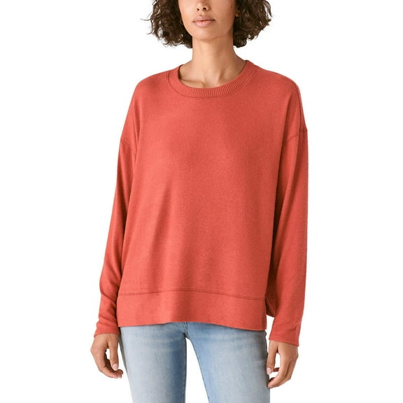 Lucky Brand Women's Cozy Crewneck Knit Sweater, Orange 2XL