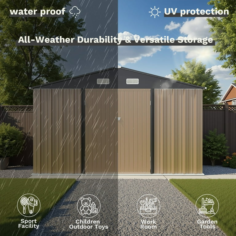 Homall 10' x 8' ft Outdoor Metal Storage Shed with Sloping Roof